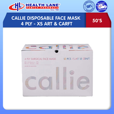 CALLIE DISPOSABLE FACE MASK 4 PLY 50'S- XS ART & CARFT